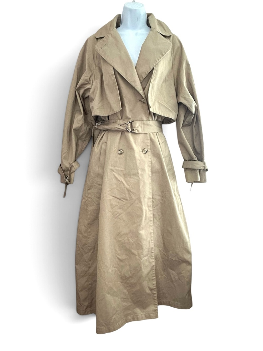 J.G. Hook Vintage 80s Classic Women Maxi Belted Trench Coat Tan 8 Union USA